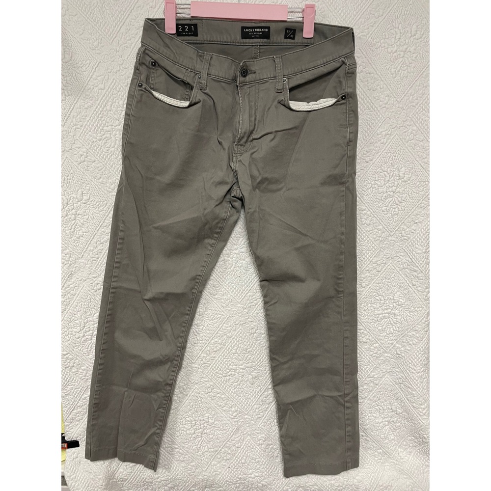 Lucky Brand 221 Straight Mens Grey Chino Pants 32x32 Cotton Blend Casual